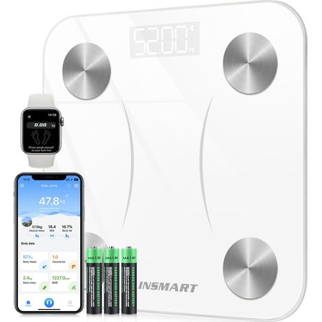 Balance Pese Personne numériques, impédancemètre avec application. avec 16 Données Corporelles (BMI/Graisse Corporelle/BMR/Muscle) (1/5)
