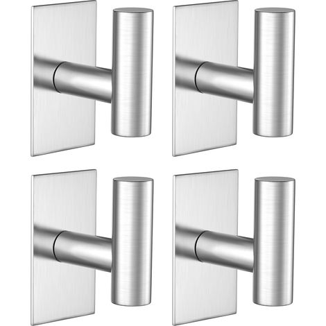 Crochet serviette murale de 4 PCS, support collant, crochet de serviette pour vêtements suspendus, crochet d'armoire,support mural pour cuisine,argent (1/5)
