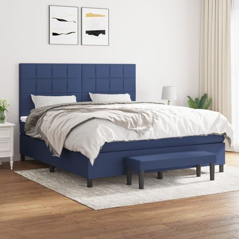 Boxspringbett mit Matratze Blau 180x200 cm Stoff (1/5)