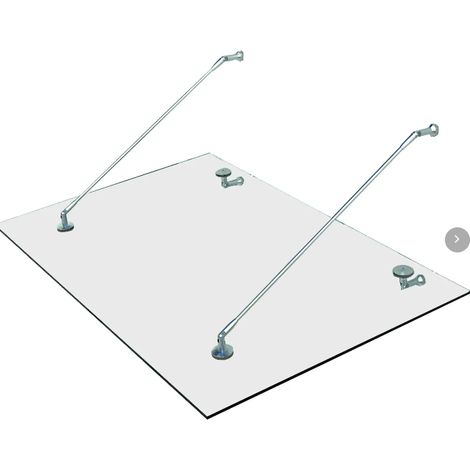 Vordach aus gehärtetem Glas 150 x 90 cm mit Halterungen aus Edelstahl 304, transparent (1/5)