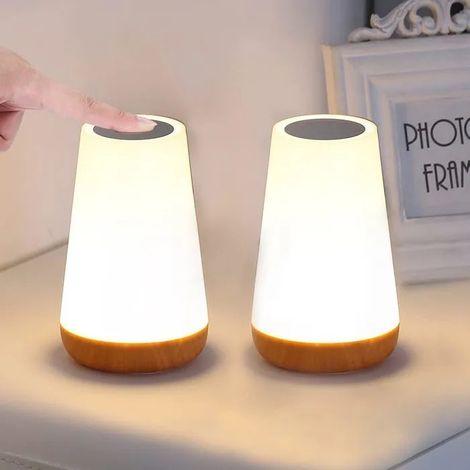 Paquet de 2 lampe de chevet tactile LED veilleuse Portable veilleuse lampe de Table 13 couleurs rvb USB (1/4)