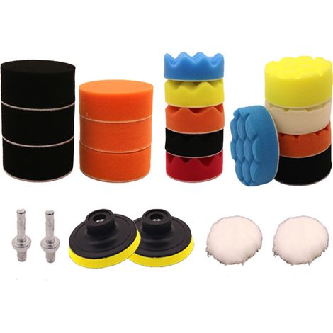 Tampon de Polissage,22 Kit de Polissage,lustrage,éponge Polissage,Laine De Polissage Cirage,avec Adaptateur M10,pour polisseuse de Voiture (1/3)