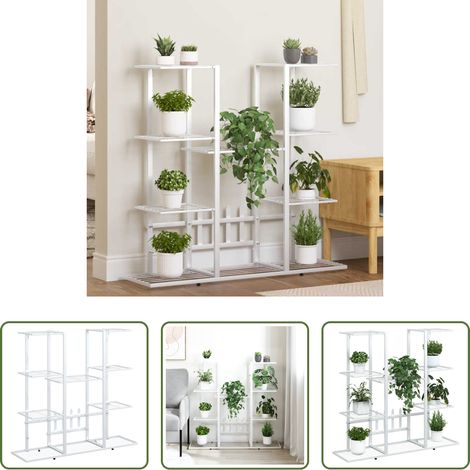 Étagère pour plantes - Jardinière 94,5x25x89 cm Blanc Fer (1/5)