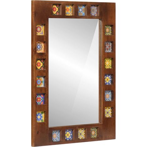 Bathroom Mirror Walnut 50 x 70 x 2.5 cm Solid Mango Wood vidaXL
