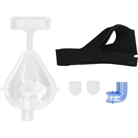 Masque Respiratoire Silicone Doux Ajustement Parfait Couverture Faciale Complète avec Harnais Tête (1/5)