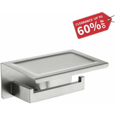 Toilet Paper Holder, Stainless Steel Wall-Mounted Toilet Paper Dispenser with Phone Holder, Brushed Finish (1/4)
