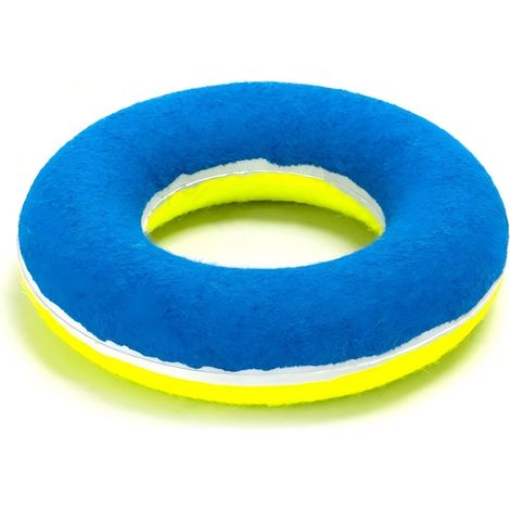 Anneau en peluche bicolore pour chiens, interactif et durable