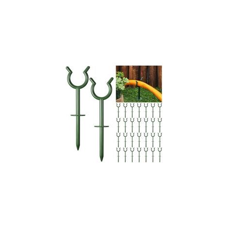 Lot de 30 pièces : Guides pour tuyau d'arrosage (3/4 po) — Piquets décoratifs d'extérieur, ancrages au sol et supports pour plantes, pour la protection du jardin et de la pelouse (Vert) (1/5)