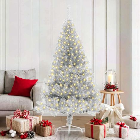vidaXL Árbol de Navidad Artificial Preiluminado Plateado 180 cm PET (1/5)