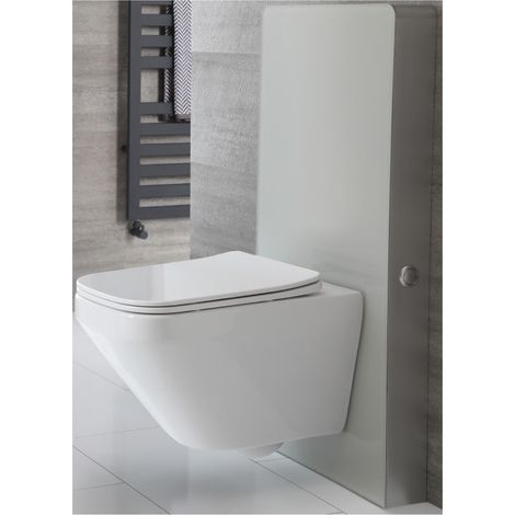 Milano Arca 483mm Bathroom Toilet WC Unit with Wall Hung Rimless Pan  Cistern and Soft Close Seat - White WC Unit (1/5)