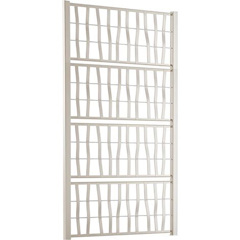 Spalliera per vasi fioriere fiori Piante Rampicanti Grigliato ALTA CM 140 X 78 in plastica colore gesso Modulare con Giunti e Tappi separe' Traliccio rete Divisorio Grigliato per Giardino Balcone (1/5)