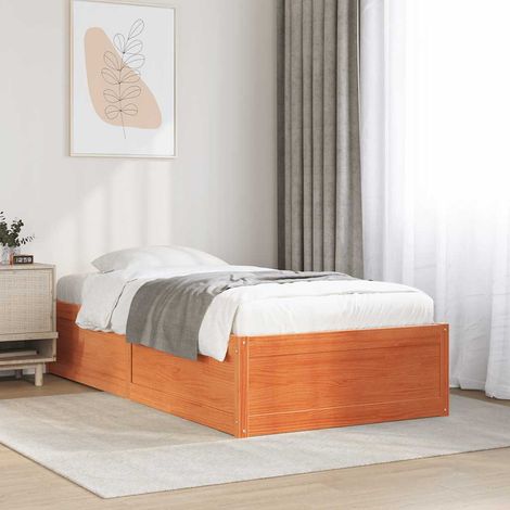Bed Frame without Mattress Wax Brown 75x190 cm Small Single Solid Wood Pine vidaXL (1/5)