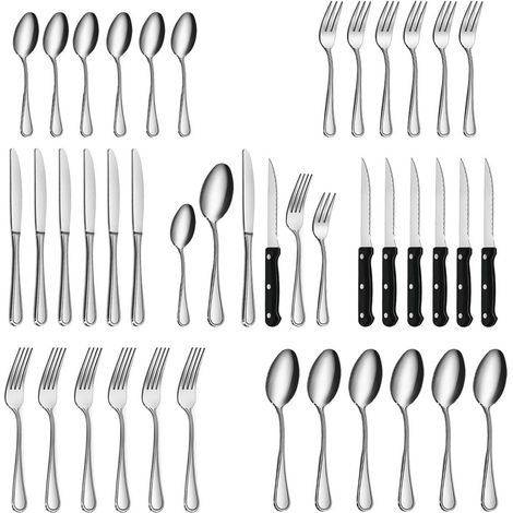 Besteckset Edelstahl 6er Steakmesser Breiter Griff 36 (1/5)