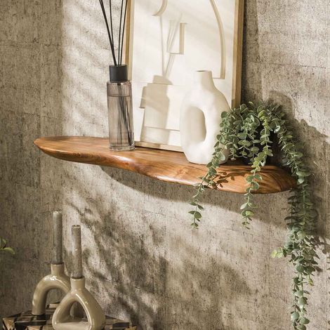 Etagère murale 90x20x4 cm en bois d'acacia massif - AIKI
