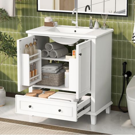 Mobile con lavabo in ceramica MDF 76x46x87 cm OKMYHOME (1/5)