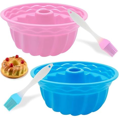 Silicone Kouglof Moulds 24 cm, Cake Mould with Brushes, Baba Rum Moulds, Silicone Brioche Moulds, Cake Molds, Pastry for Muffins, Desserts, Biscuits (1/5)