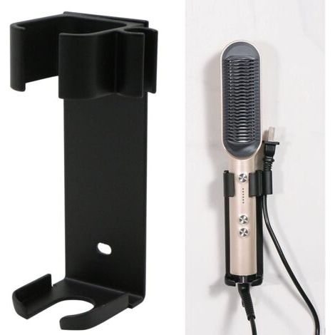 Support mural sans perçage, compatible avec Dyson Airwrap, aluminium, support pour lisseur (noir) (1/4)