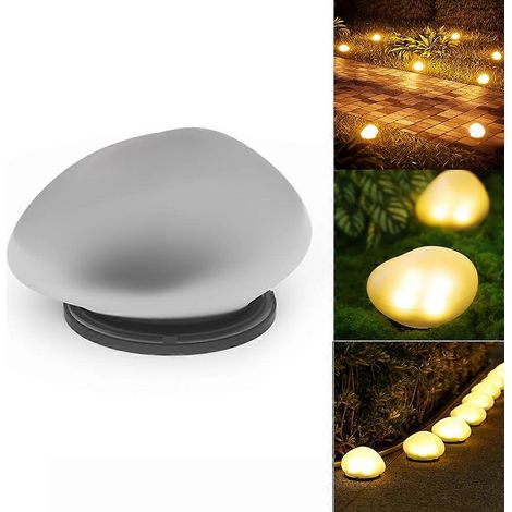 LED-Solarleuchten in warmem Stein-Look für den Außenbereich, z. B. für Terrassen und Innenhöfe, kabellos, dämmerungs- und tageslichttauglich, wasserdicht