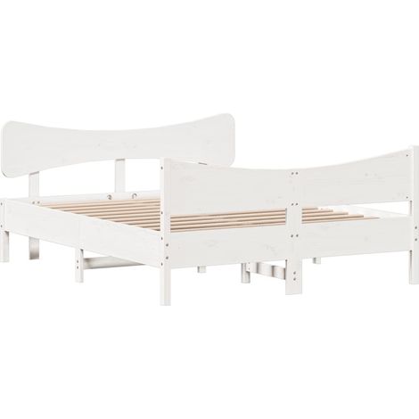 Maison Exclusive - Letto senza Materasso Bianco 135x190 cm Legno Massello di Pino (1/5)