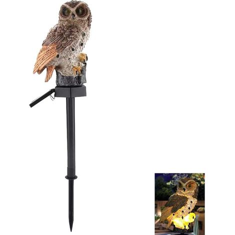 Lumière Solaire De Jardin, Forme De Chouette Lampe Solaire En Résine Imperméable À L'eau Pour Paysage Pour La Décoration D'éclairage De Jardin Extérieur (Gris) (1/5)