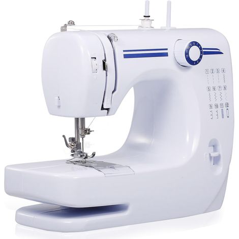 Mini machine à coudre électrique pour usage domestique, points intégrés, bras libre, 12 points, traverse 8 épaisseurs de tissu