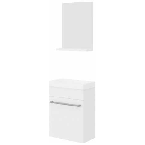 Mobile bagno sospeso 40 cm bianco lucido con lavabo e specchio - Penne (1/5)