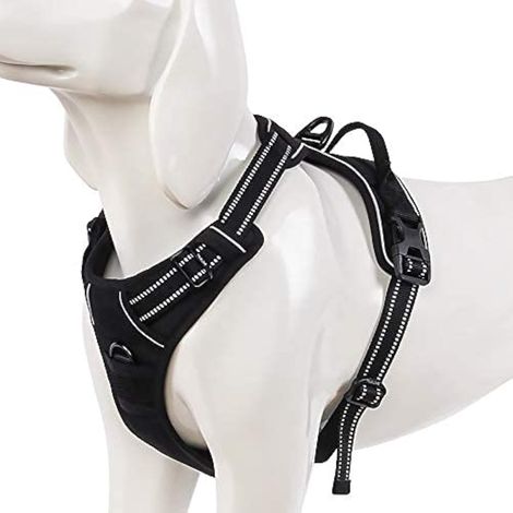 1 Harnais pour Chien Anti-Traction, Réglable avec Poignée et Bandes Réfléchissantes, pour Promenade et Voiture