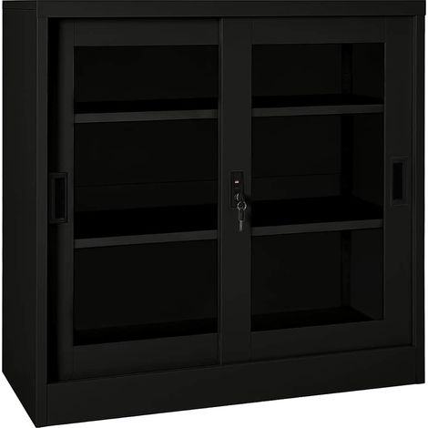 vidaXL Armoire à portes coulissantes Noir 90x40x90 cm Acier (1/5)