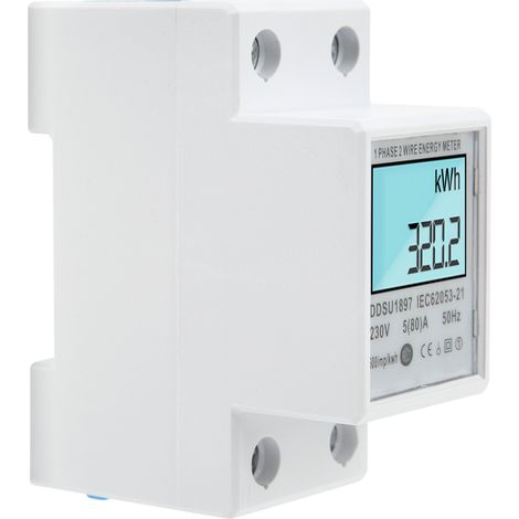 Compteur électrique intelligent DDSU1897 monophasé sur rail DIN, wattmètre numérique compact avec rétroéclairage, mesure précise de consommation énergétique. (1/5)