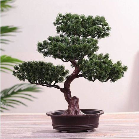 Bonsaï Artificiel Décoratif Pin Simulé - Mini Plante en Pot - Pour Bureau/Maison Intérieur et Extérieur - Sans Entretien (1/5)