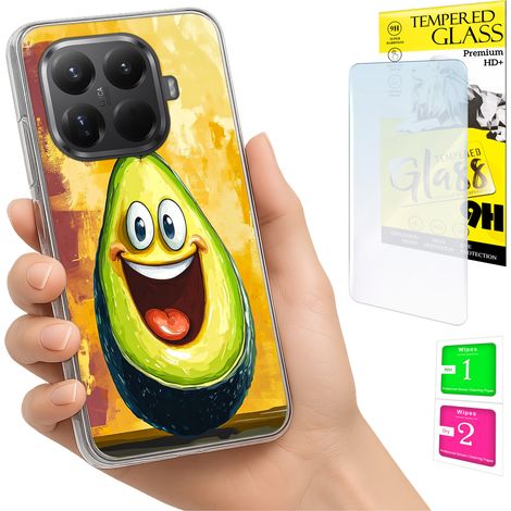 Custodia per Xiaomi 15T Pro con foto, cover posteriore con grafica avocado e vetro 9H. (1/5)