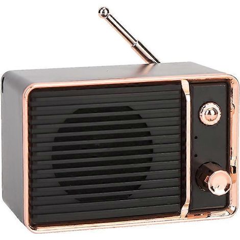 Mini enceinte Bluetooth vintage avec micro USB, noire, microphone, son 5 W, batterie 900 mAh, portable, appels mains libres (1/5)