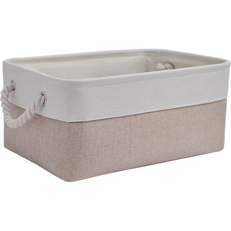 Aufbewahrungskorb-Set – 6 kleine Aufbewahrungsboxen aus Stoff (30 x 20 x 13 cm) mit Baumwollseilgriff, faltbare Aufbewahrungsboxen für Babyartikel und Spielzeug (Beige)