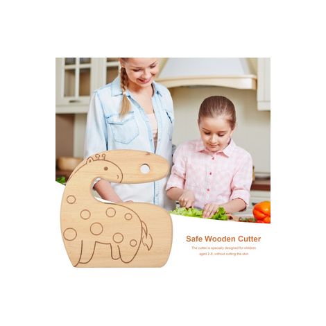 7 couteaux en bois girafe pour enfants – Lame sécurisée pour fruits et légumes – Accessoire de cuisine ludique (1/5)