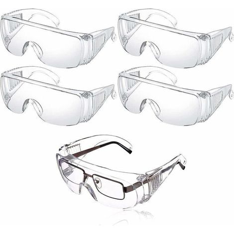 5 paires de lunettes de sécurité, anti-gouttelettes, protection oculaire, anti-poussière, transparentes, anti-buée, pour un usage quotidien, bricolage, laboratoire, soudage et polissage. (1/4)