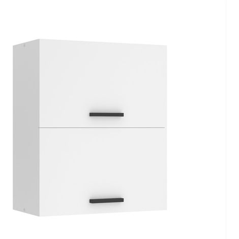 BELINI Meuble Haut Cuisine SGP2-60 I Meubles de Cuisine - Mural, Rangements, 2 Portes I Taille: 29,6 x 60 x 72 cm I Armoire Murale avec Poignée en Métal I Couleur: Blanc Mat (1/5)