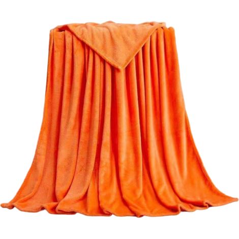 1 Couverture polaire orange, microfibre douce 260 GSM, 152x203 cm, léger pour canapé lit voyage (1/5)