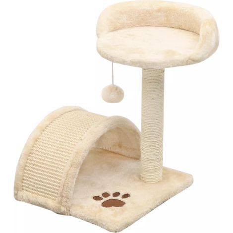 Tiragraffi albero per gatti cuccia per gatti peluche in sisal 40 cm beige e marrone 3702255
