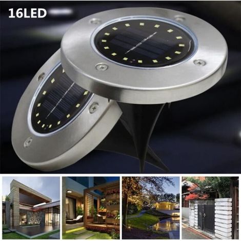 Lumière au sol - Inox - 16 LED Solaire - Écologique - Étanche IP65 - Énergie solaire (1/3)
