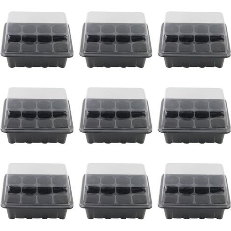 10pièces Lot de Germoirs avec Plateau pour Cultivateur à Compartiments Et Couvercles Transparents pour Culture sans Film Plastique (1/5)