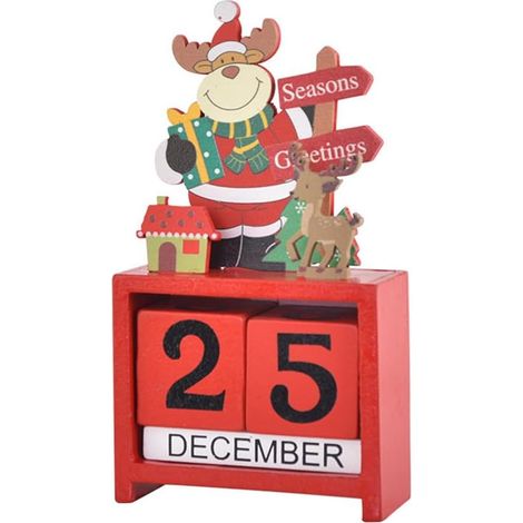 Christmas table calendar, table number, date, wooden blocks, desk calendar, Christmas decoration B (1/5)
