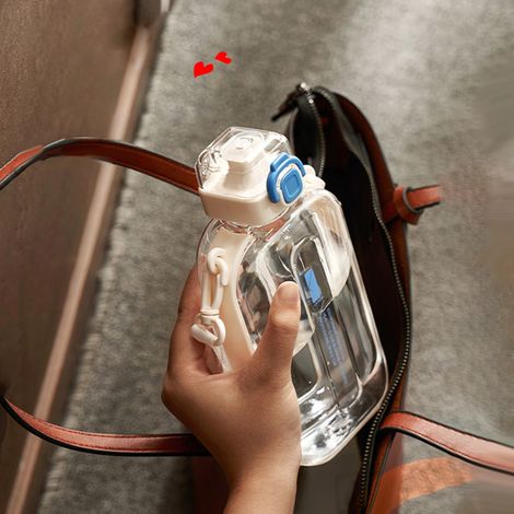 Flache Wasserflasche, Sport-Trinkbecher für Outdoor-Aktivitäten, 750 ml, großes Fassungsvermögen, Bürobecher mit Skala (1/5)