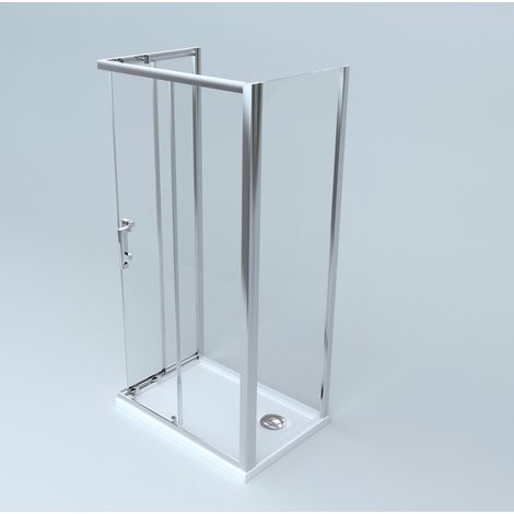 Box Doccia 3 lati 70x70x75 cm: fisso + angolare scorrevole Cromato LICA