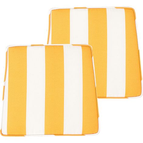 Conjunto de 2 cojines para silla de jardín amarillo blanco 37 x 34 cm a rayas Terni