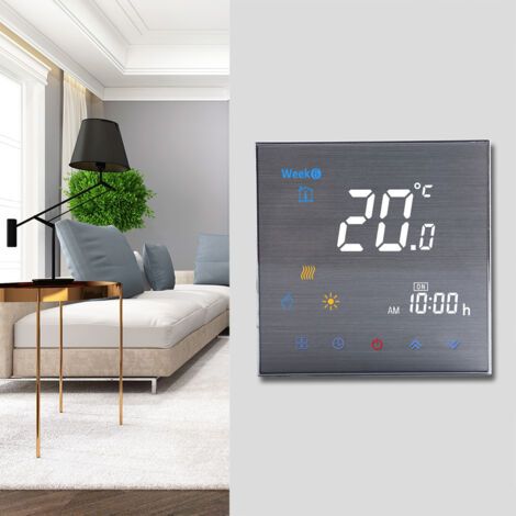 Termostato de calefacción para calderas de agua/gas, controlador digital de temperatura, pantalla LCD grande, botón táctil, 5 A (1/5)