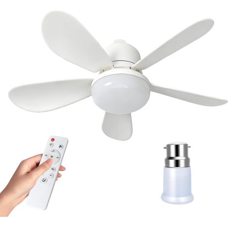 Ventilador de techo con luz y mando a distancia, bombilla LED regulable E27/B22, 52 cm, 40 W, 3 velocidades, silencioso, para salón o dormitorio (E27/B22). (1/5)