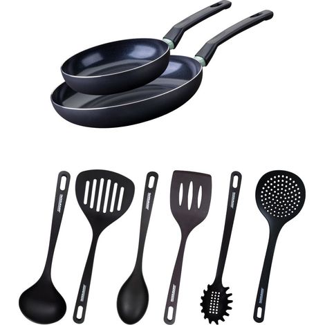 Ensemble de 2 poêles de 20 et 28 cm et 6 ustensiles Fackelmann Brandao (1/5)