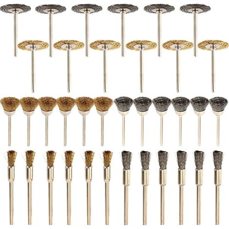 36 pcs Brosse en Laiton de Polissage, Brosse Métallique Fil, Forage Brosses Rotatifs (1/4)