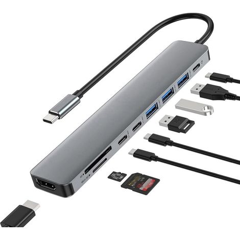 Applicable 9 in 1 USB C Hub, Multiport USB C Adapter with 4K HDMI, 100W PD Charging, USB 3.0 Port, SD/TF Card Reader, USB C Docking Station Compatible with MacBook, Laptop, Tablet and More