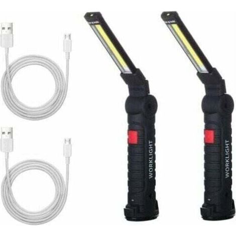 x luce da lavoro LED COB ricaricabile, luce da officina, torcia elettrica, luce da lavoro LED con base magnetica, luce di ispezione per escursionismo e campeggio (1/4)